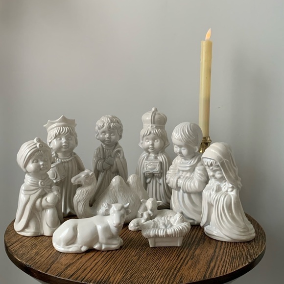 Arnels Pottery Vintage Nativity set Blue Christmas‎ Holy Family Handmade set 10p - Picture 14 of 17